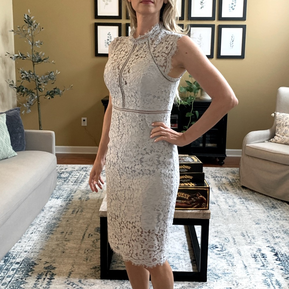 Bardot blue lace dress